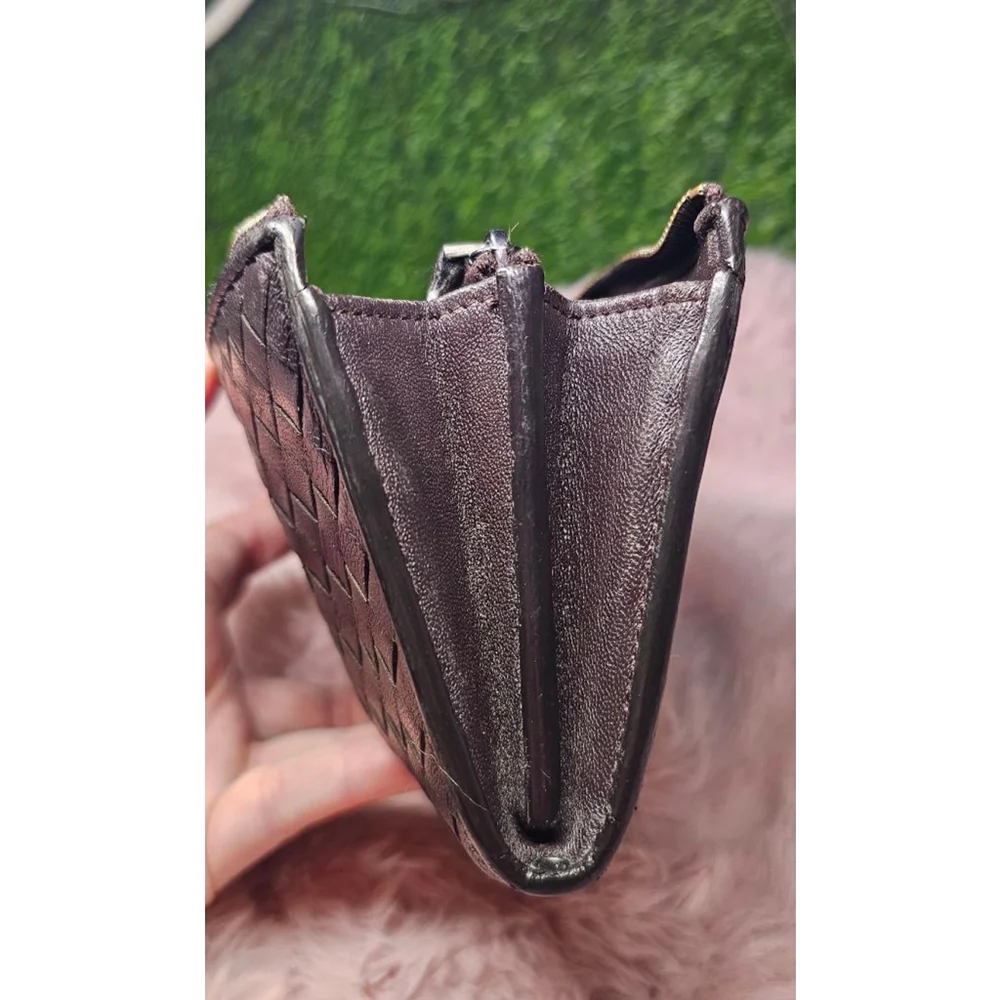 Bottega Veneta Intrecciato Brown Leather Zip Around Wallet